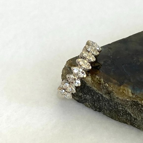 VTG 14K EREV White Gold 16 Stone Round Diamond Wedding Band Ring 5.75 - Picture 2 of 16